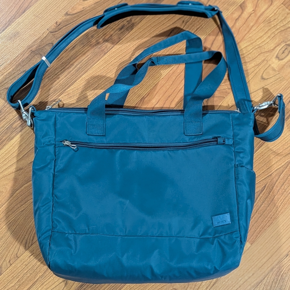 Teal Nylon Tote Bag